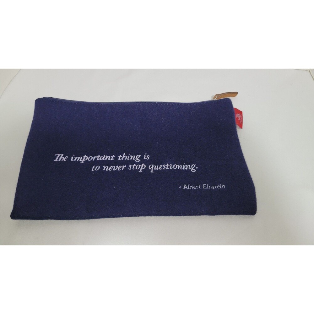 Viking Cruise Line Wool Zipper Pouch Gray Quote 11" x 7"